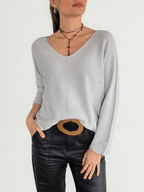 Sweater Italiano Escote en V, color Gris
