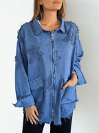 Chaqueta Bordada, color Azul
