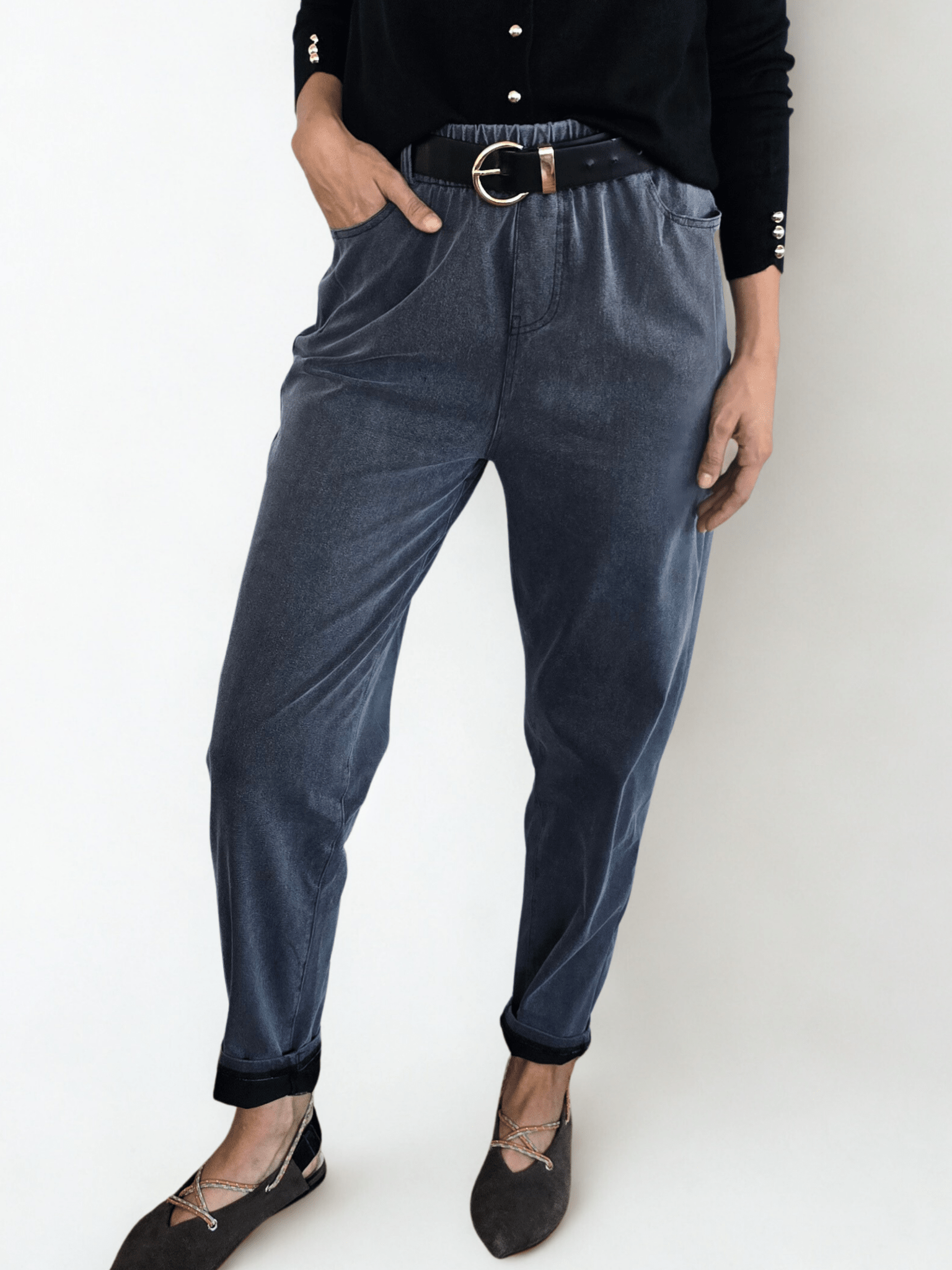 Pantalón Jogger Jeans, color Gris