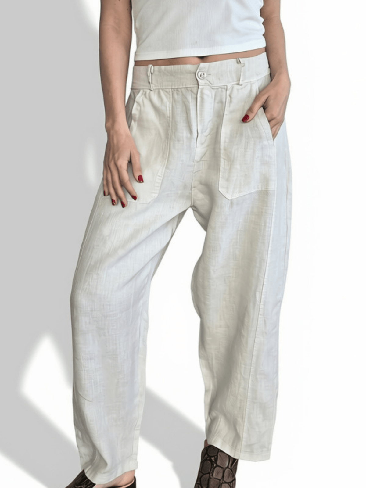 Pantalón Italiano 100% Lino, color Beige