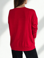 Sweater Escote en V, color Rojo