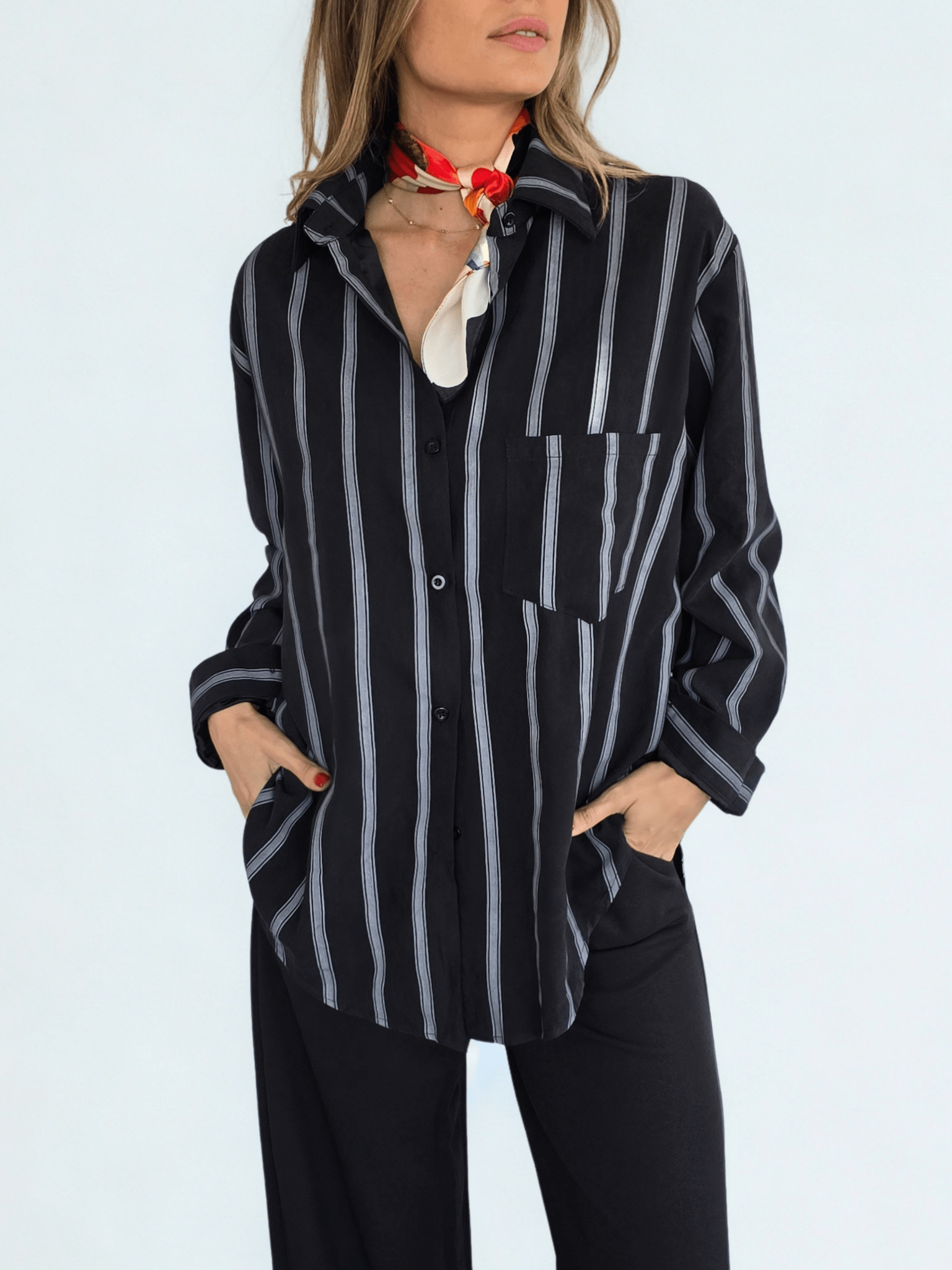 Blusa Rayada, color Negro