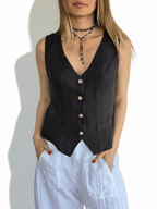 Blusa Gillette Italiano 100% Lino, color Chocolate