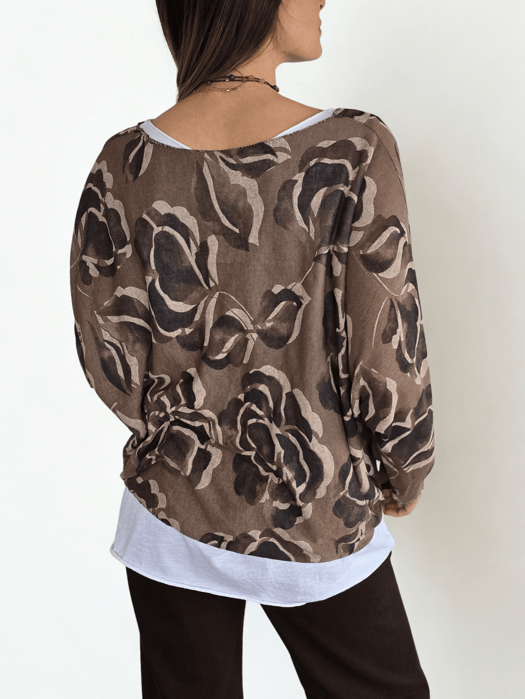 Sweater Italiano Estampado con Polera, color Chocolate