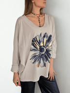 Polera Italiana Estampada, fondo Beige