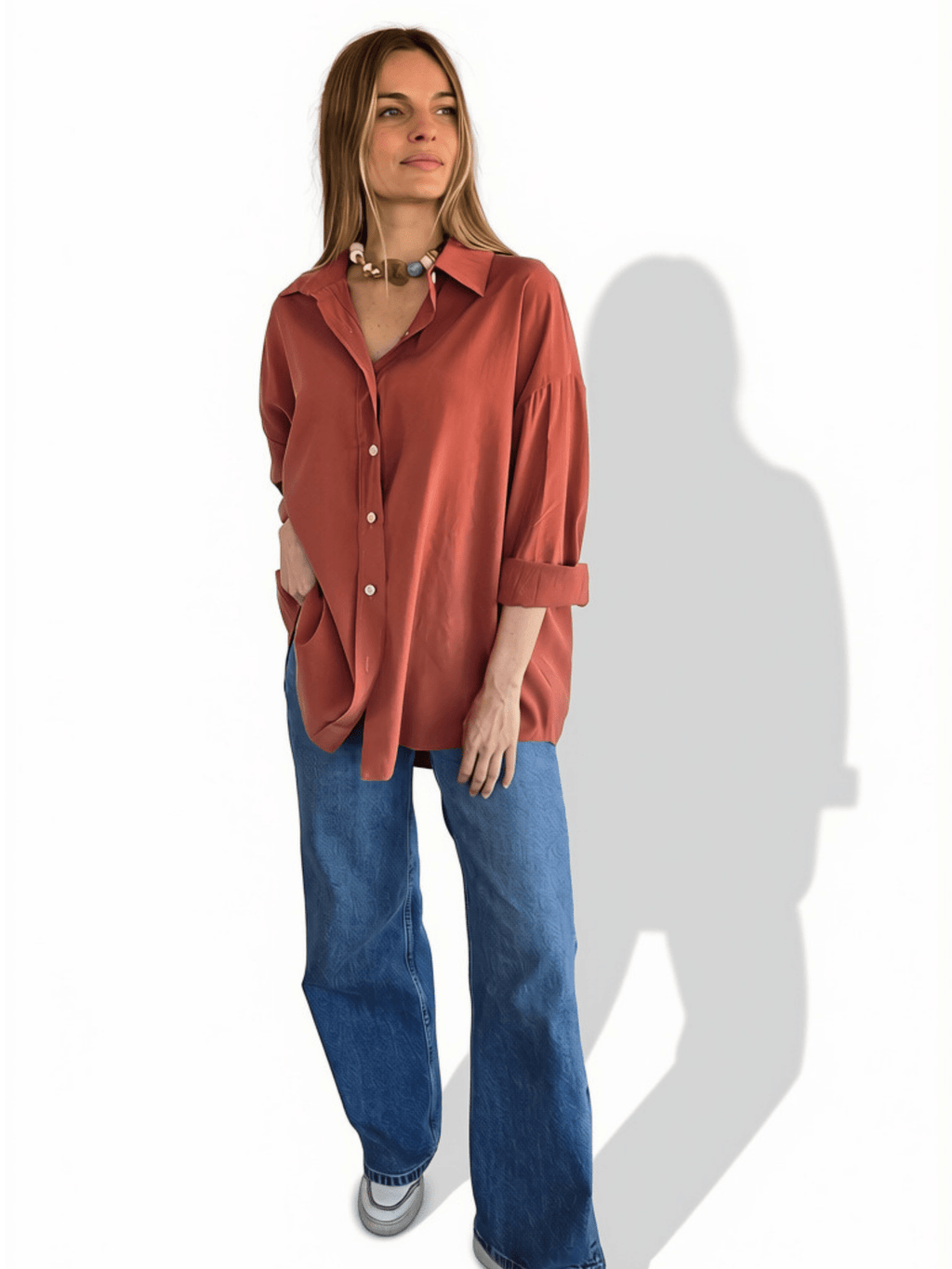 Blusa Tencel, color Terracota