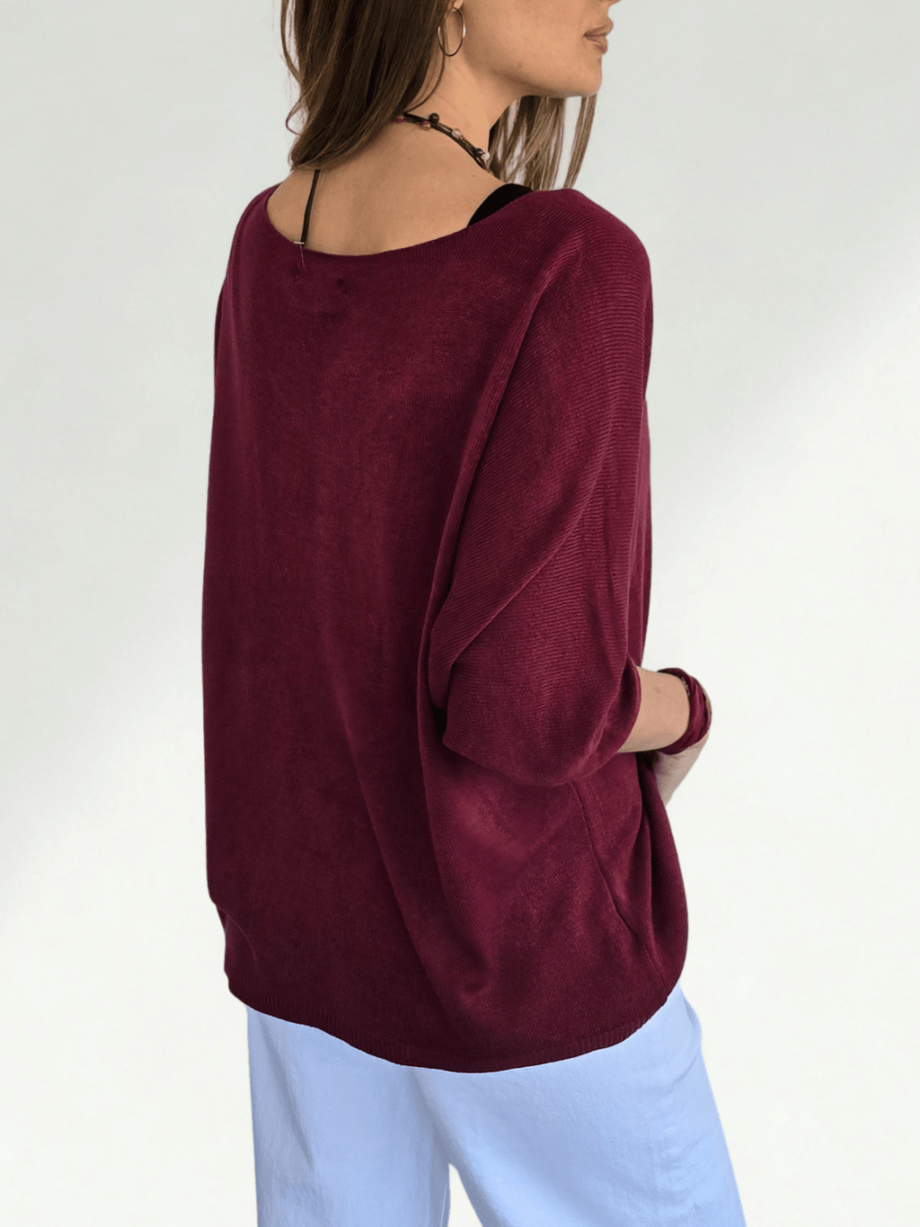 Sweater Italiano Manga 3/4, color Guinda