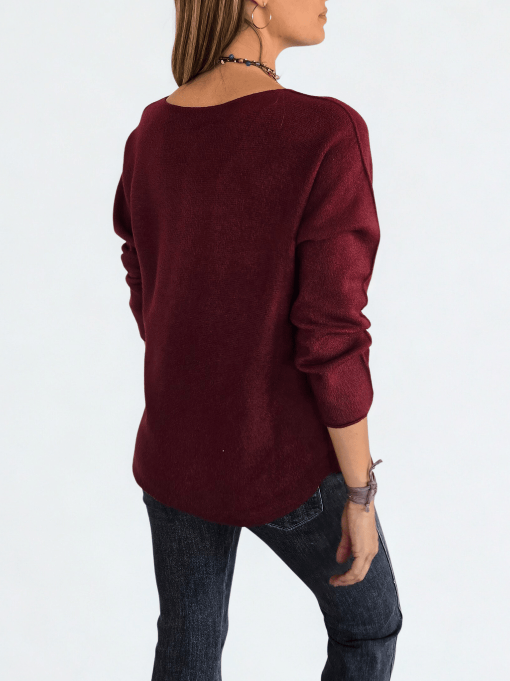 Sweater Italiano escote en V, color Burdeo