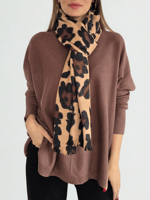 Bufanda Italiana Animal Print, fondo Camel