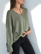 Sweater Escote en V, color Verde