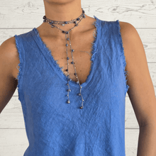 Cargar imagen en el visor de la galería, Collar Largo con Ágatas, color Celeste
