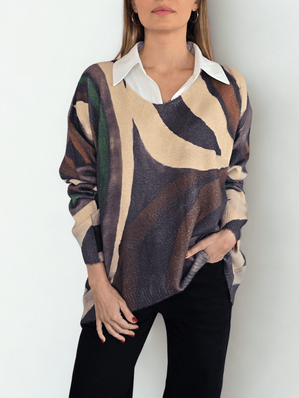 Sweater Estampado, tonos Café