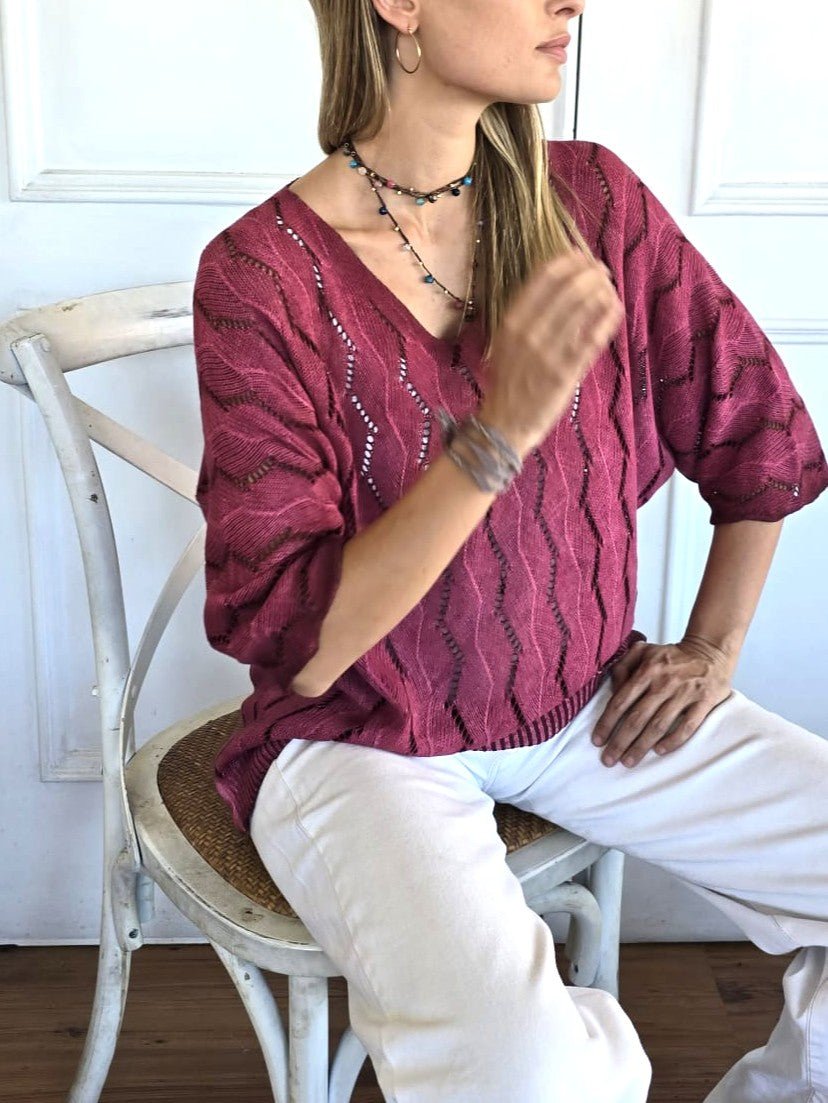 Sweater Italiano teñido, color Guinda