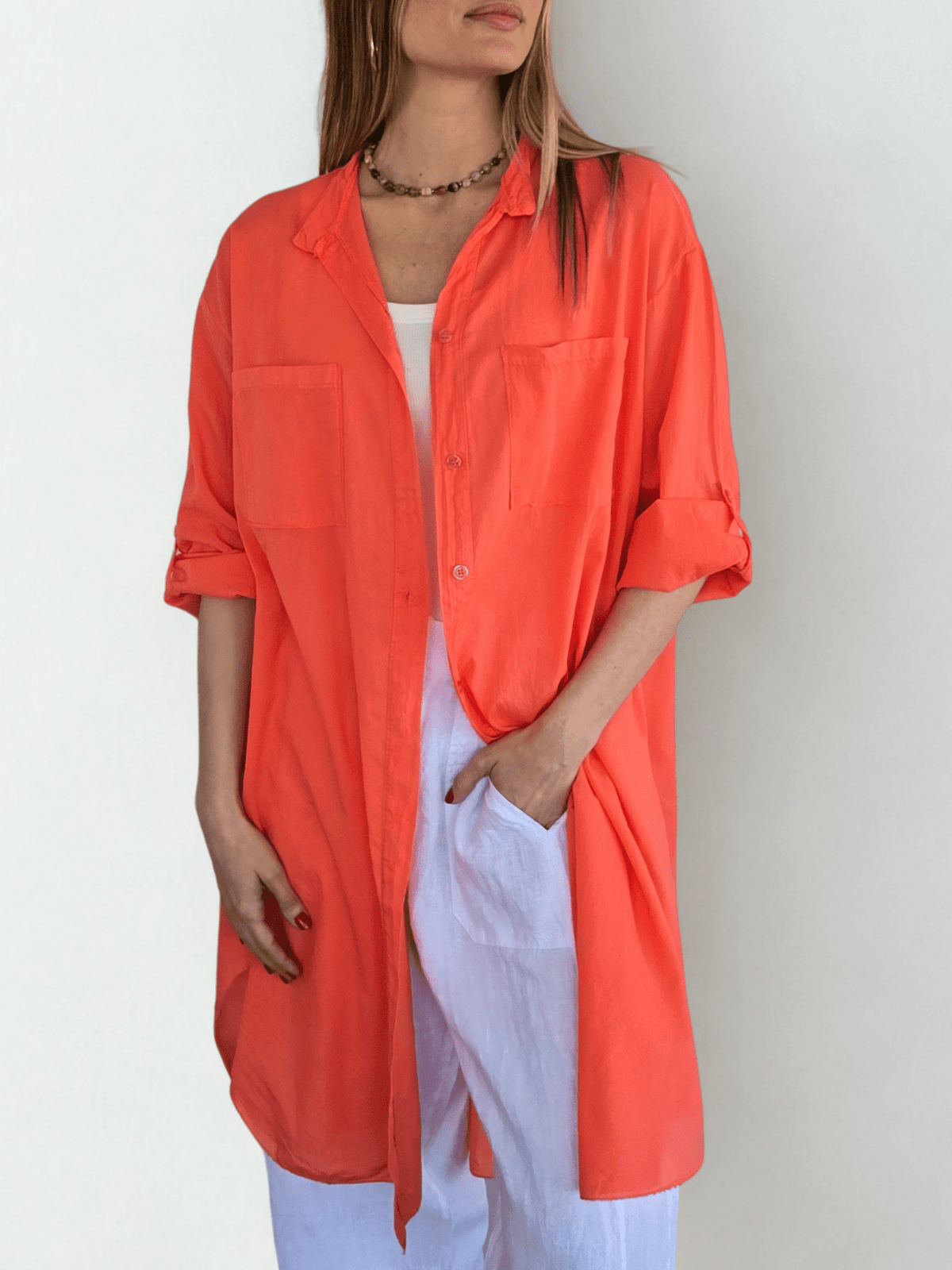 Blusa Italiana Larga, color Coral