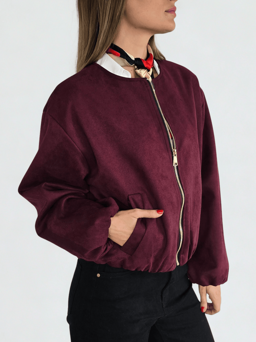 Chaqueta Bomber Italiana, color Vino