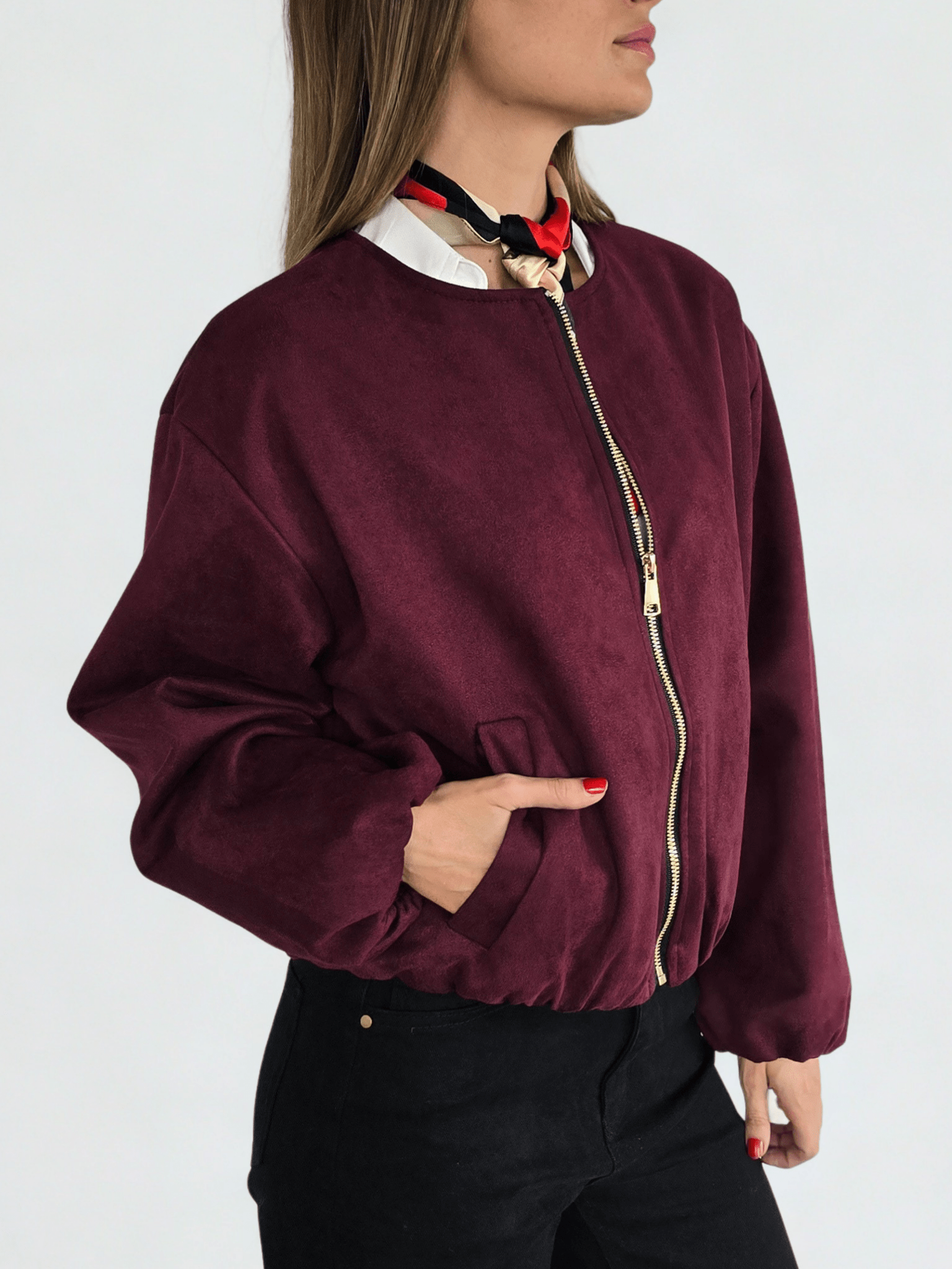 Chaqueta Bomber Italiana, color Vino
