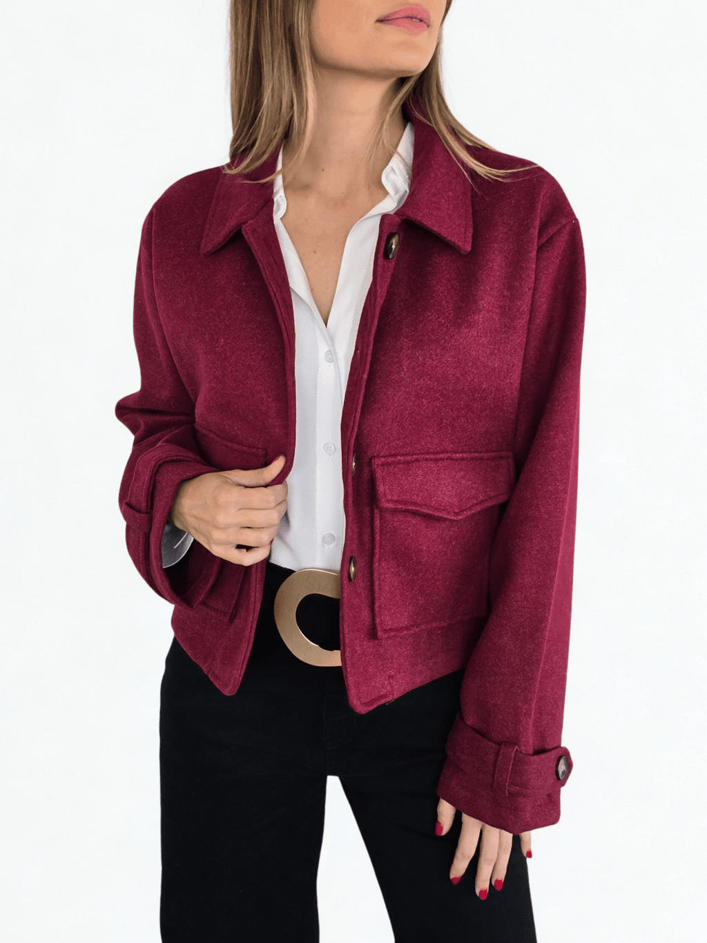 Chaqueta de Paño, color Burdeo