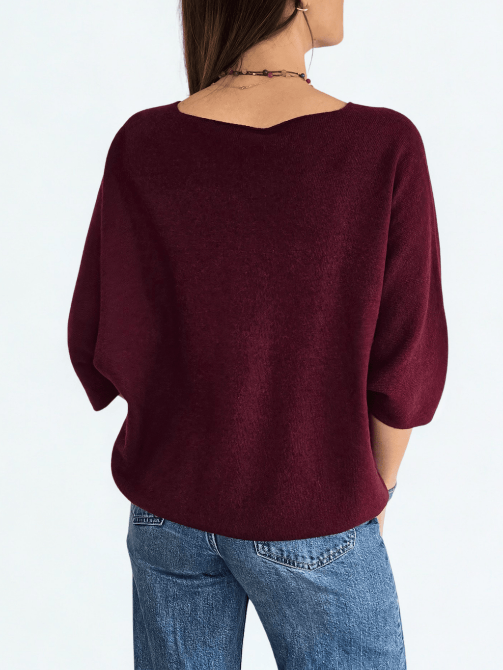 Sweater Italiano Manga 3/4, color Guinda