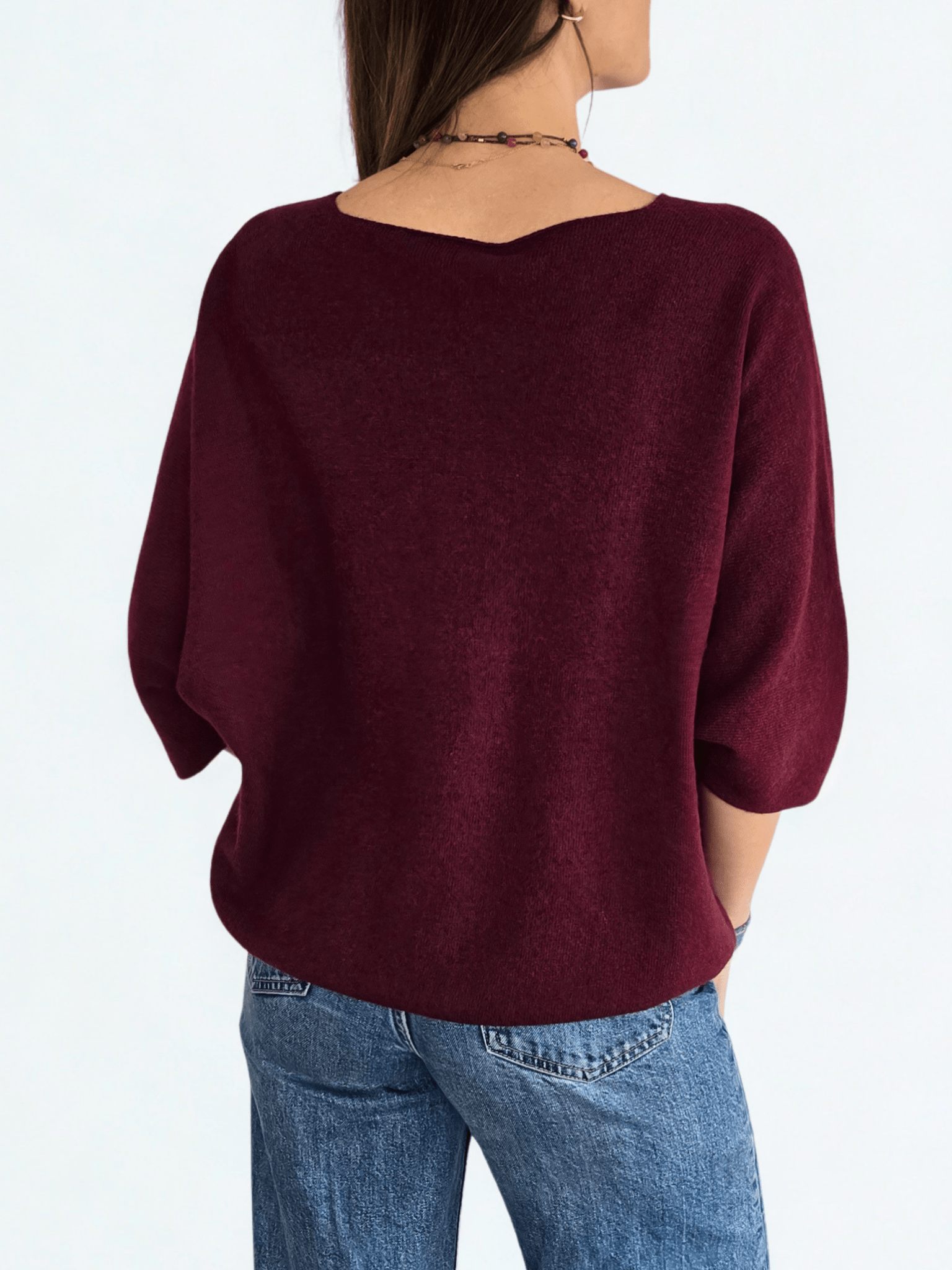 Sweater Italiano Manga 3/4, color Guinda