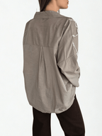 Blusa Italiana Bordada, color Taupe