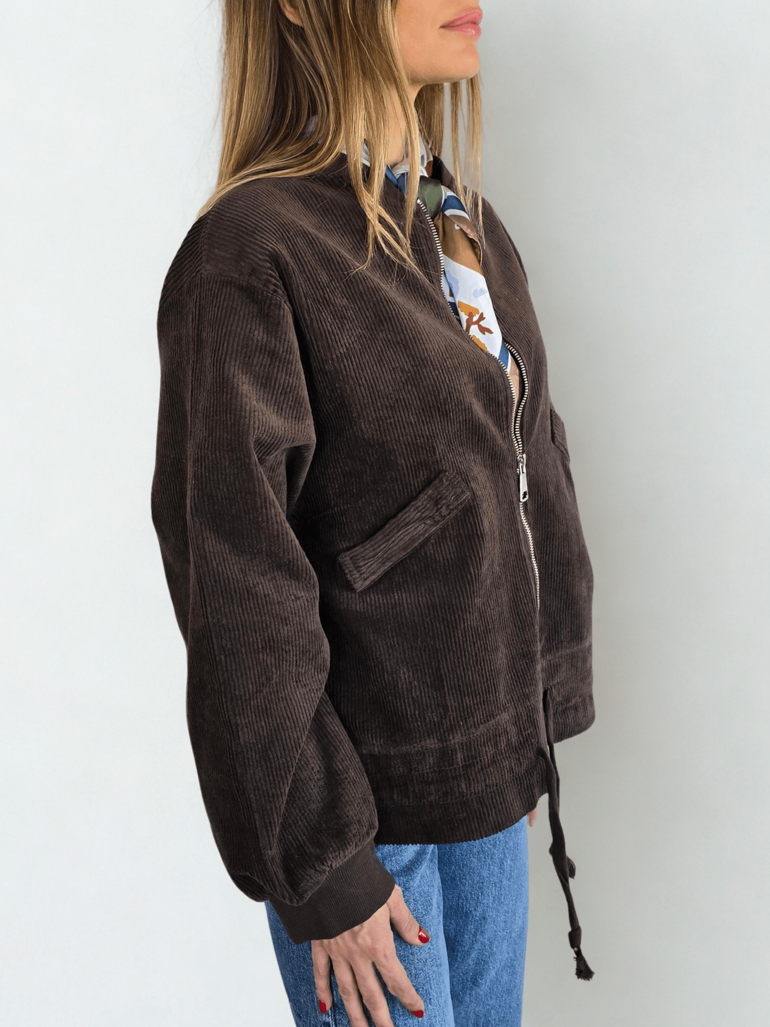 Chaqueta Italiana Bomber, color Café
