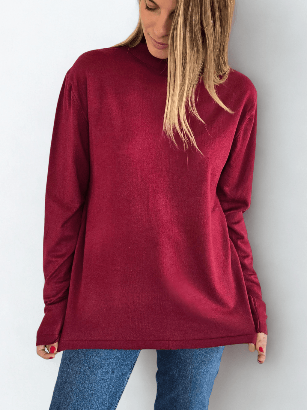 Sweater Cuello Alto, color Burdeo