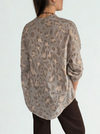Blusa Italiana Animal Print, fondo Taupe