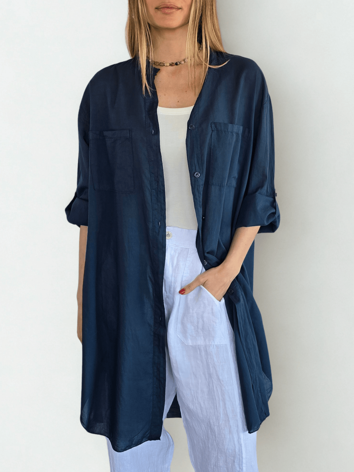 Blusa Italiana Larga, color Azul