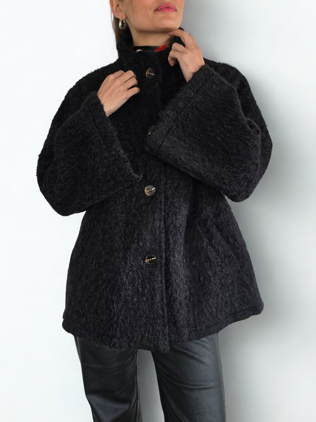 Chaqueta Bouclé, color Gris Oscuro
