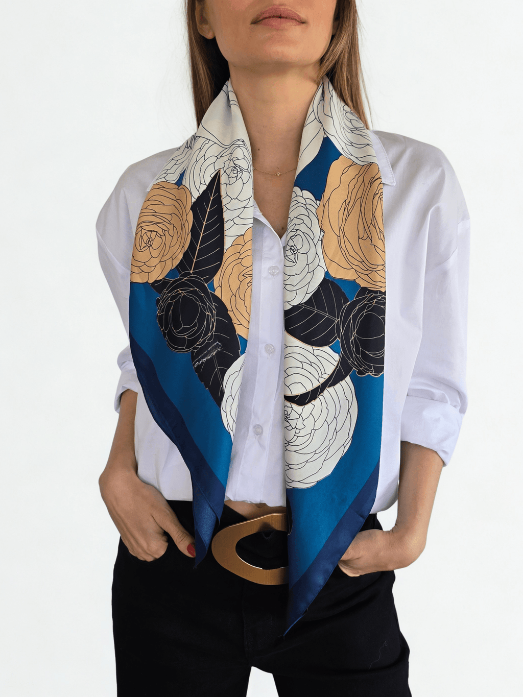 Pañuelo Estampado, orilla Azul