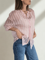 Blusa Italiana Rayada, fondo Rosado