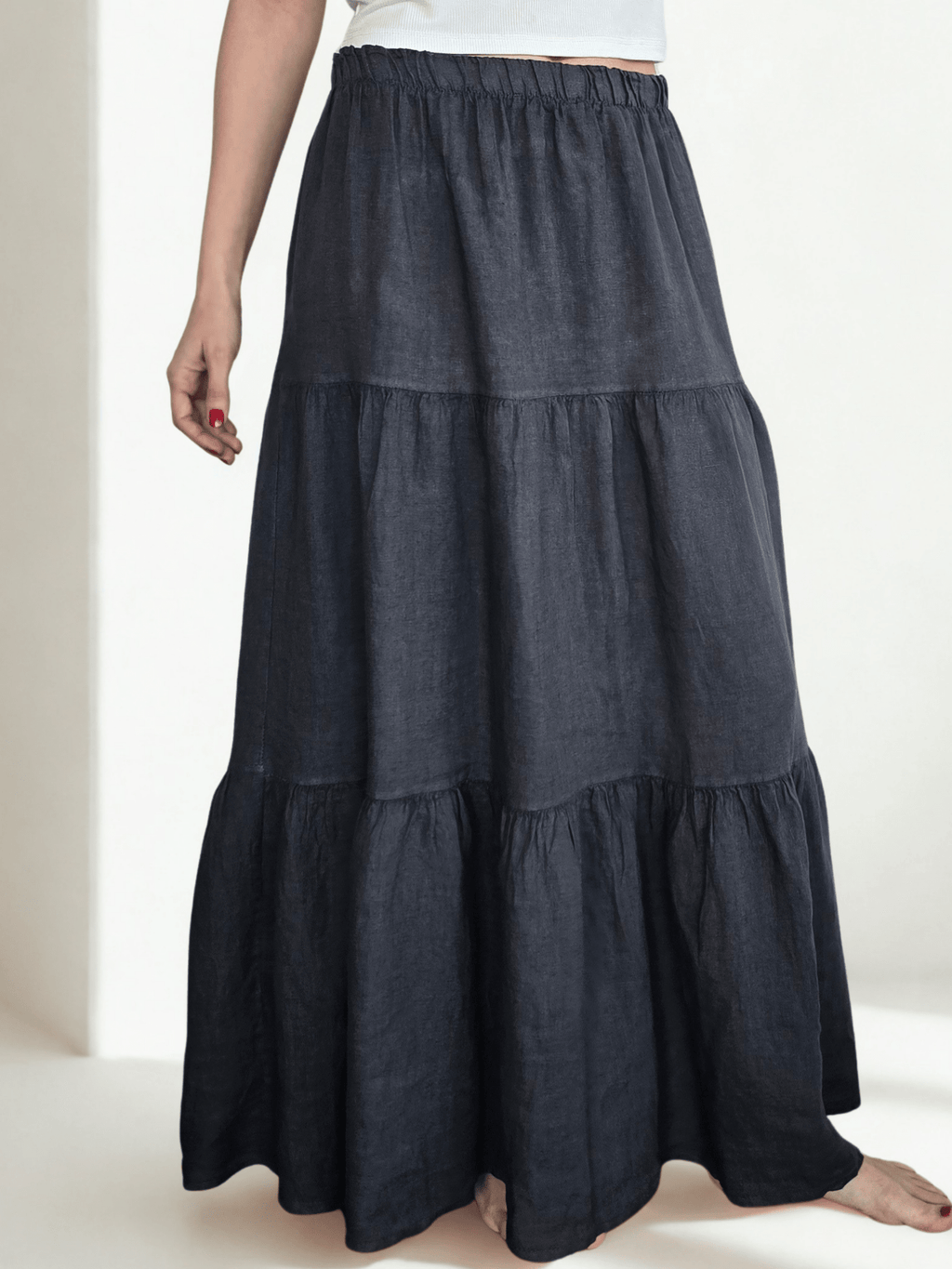 Pollera Italiana 100% Lino, color Gris