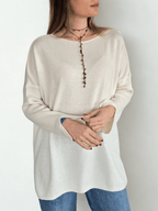 Sweater Italiano Puño Abierto, color Blanco Invierno