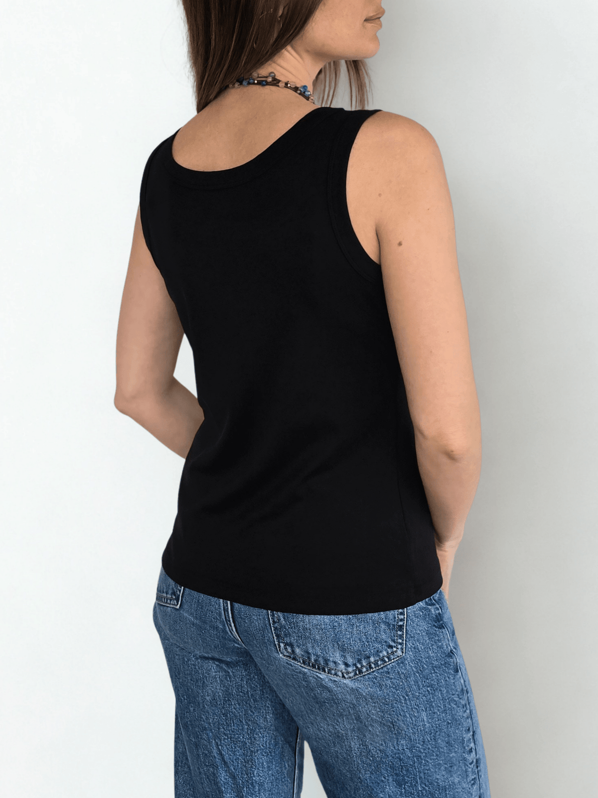 Polera Básica Sin Mangas, color Negro