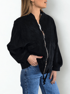 Chaqueta Italiana Bomber, color Negro