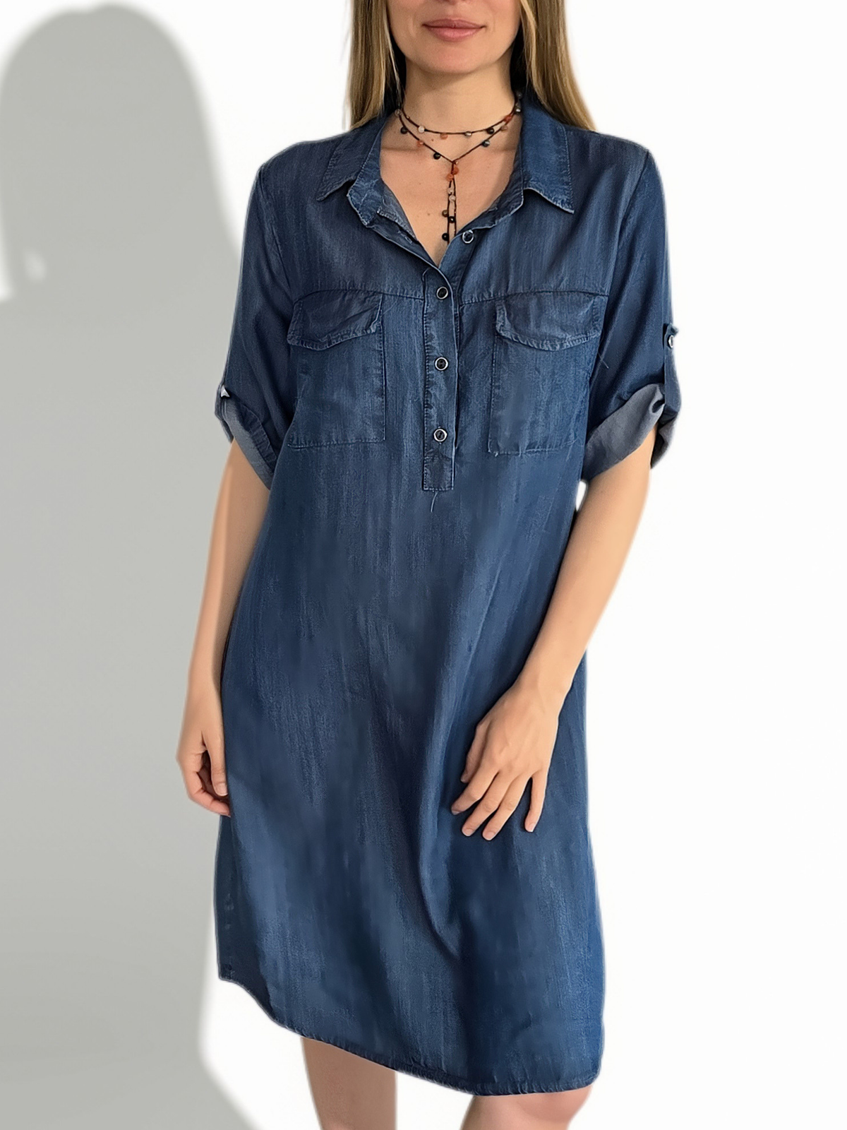 Vestido Italiano Tencel, color Azul