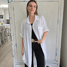 Cargar imagen en el visor de la galería, Blusa/Blusón largo Italiano, color Blanco
