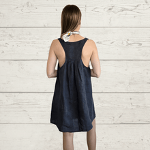 Cargar imagen en el visor de la galería, Vestido de Lino Italiano sin mangas, color Gris
