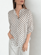 Blusa Italiana Lunares, fondo Beige coon Chocolate
