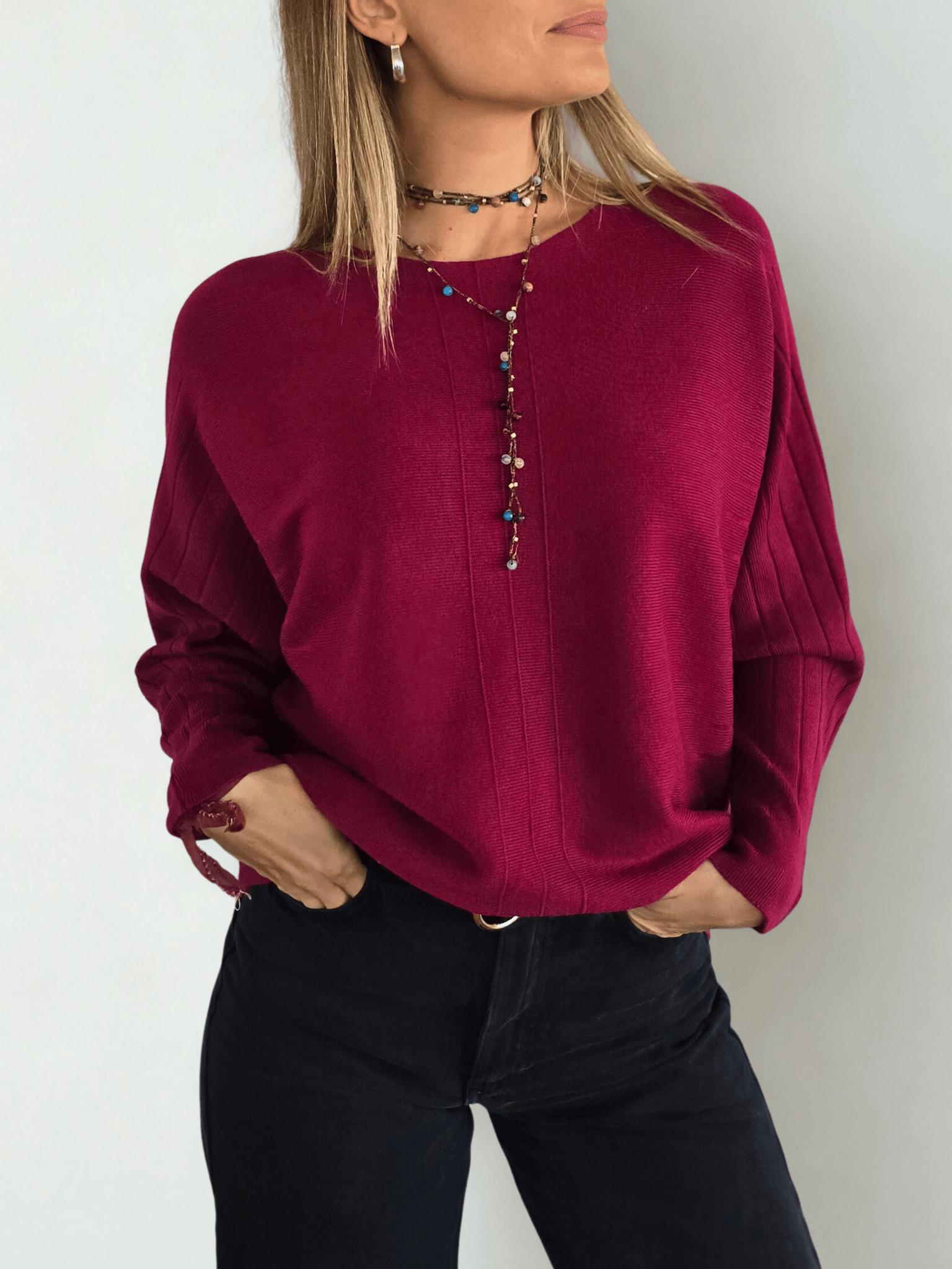 Sweater Murciélago, color Burdeo