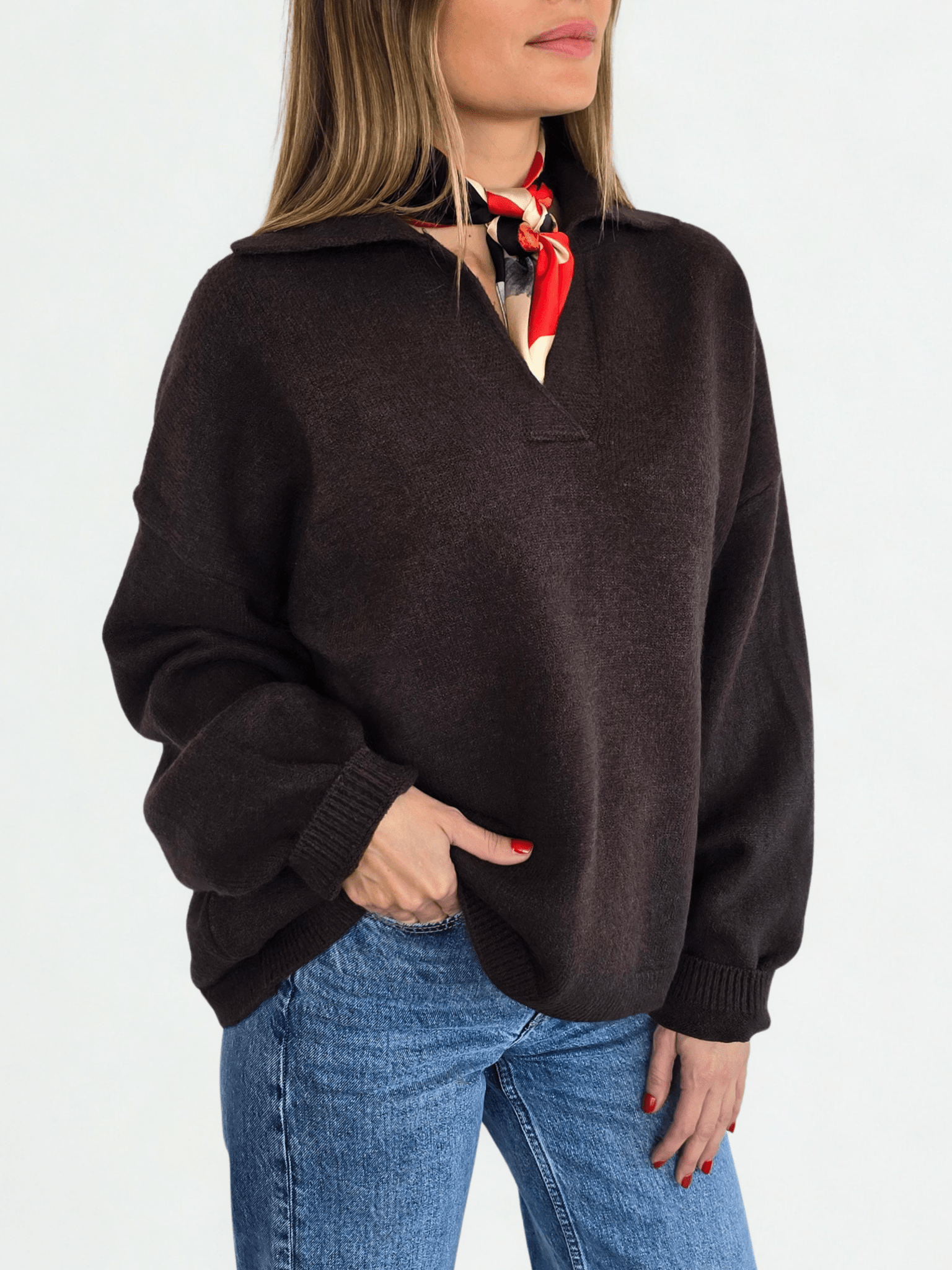 Sweater con Cuello, color Chocolate