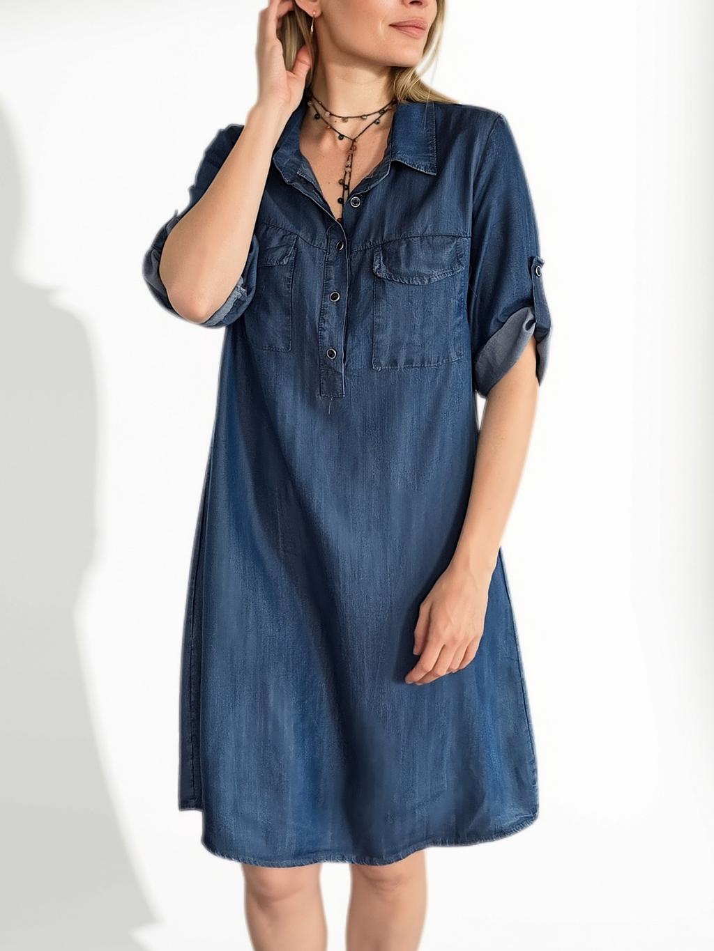 Vestido Italiano Tencel, color Azul