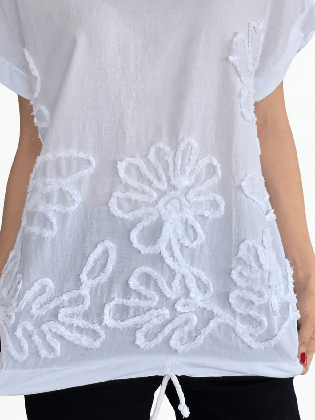 Polera Italiana Bordada, color Blanco