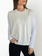 Sweater sin mangas Botones, color Blanco Invierno