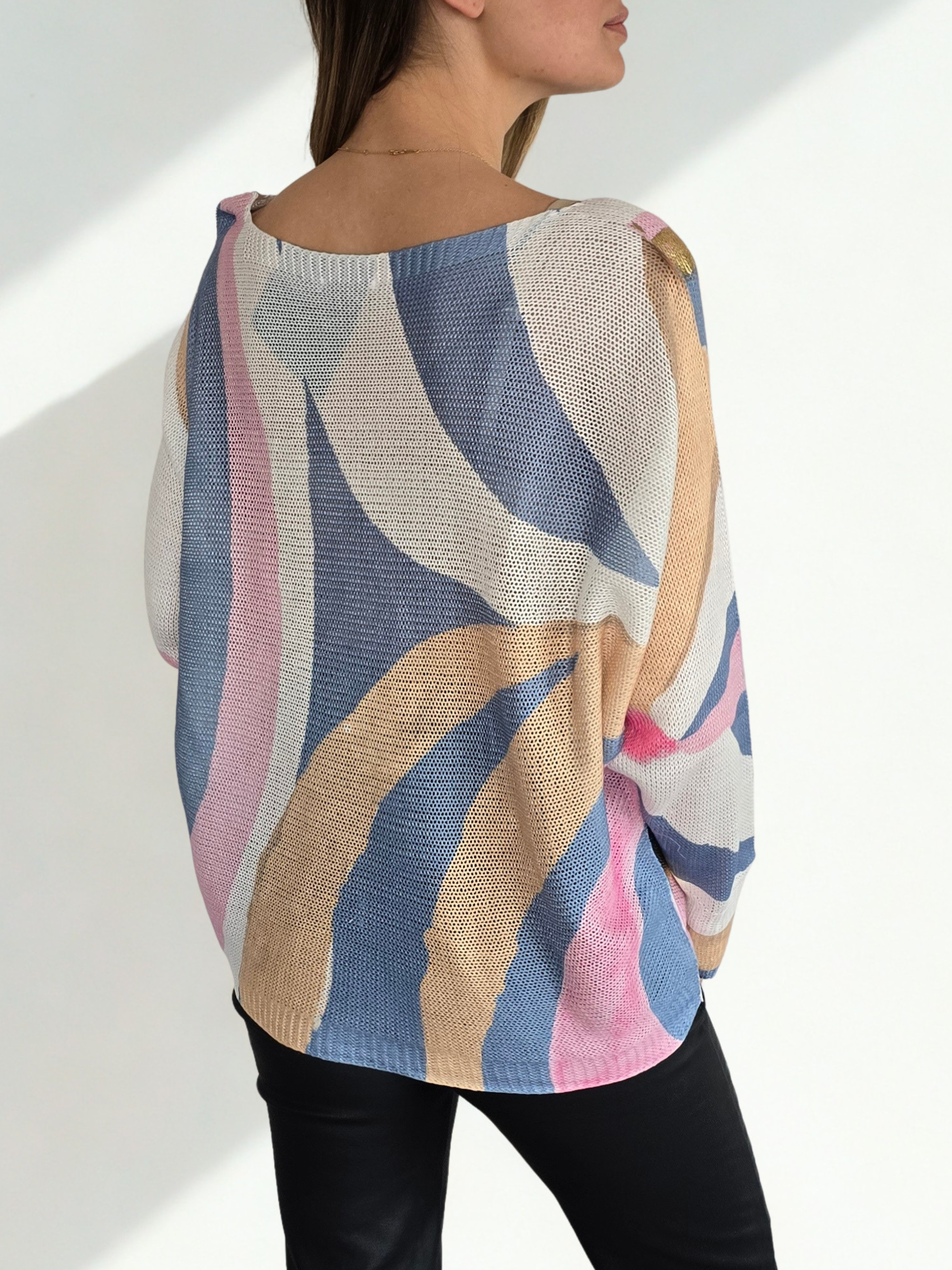 Sweater Italiano Estampado, tono Rosados