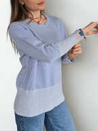 Sweater Italiano Pretina Rayada, color Celeste