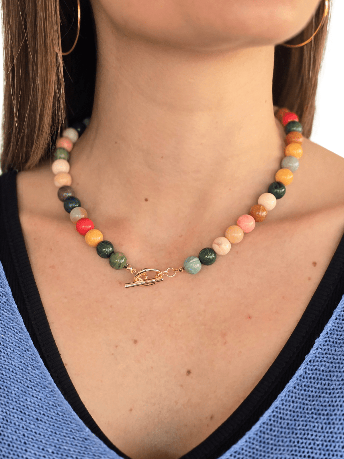 Collar Multicolor Piedra Mediana