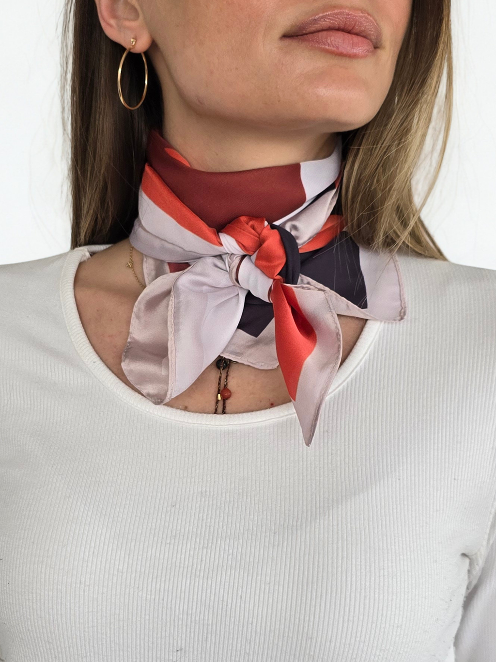 Pañuelo Estampado, Guinda con Rosado