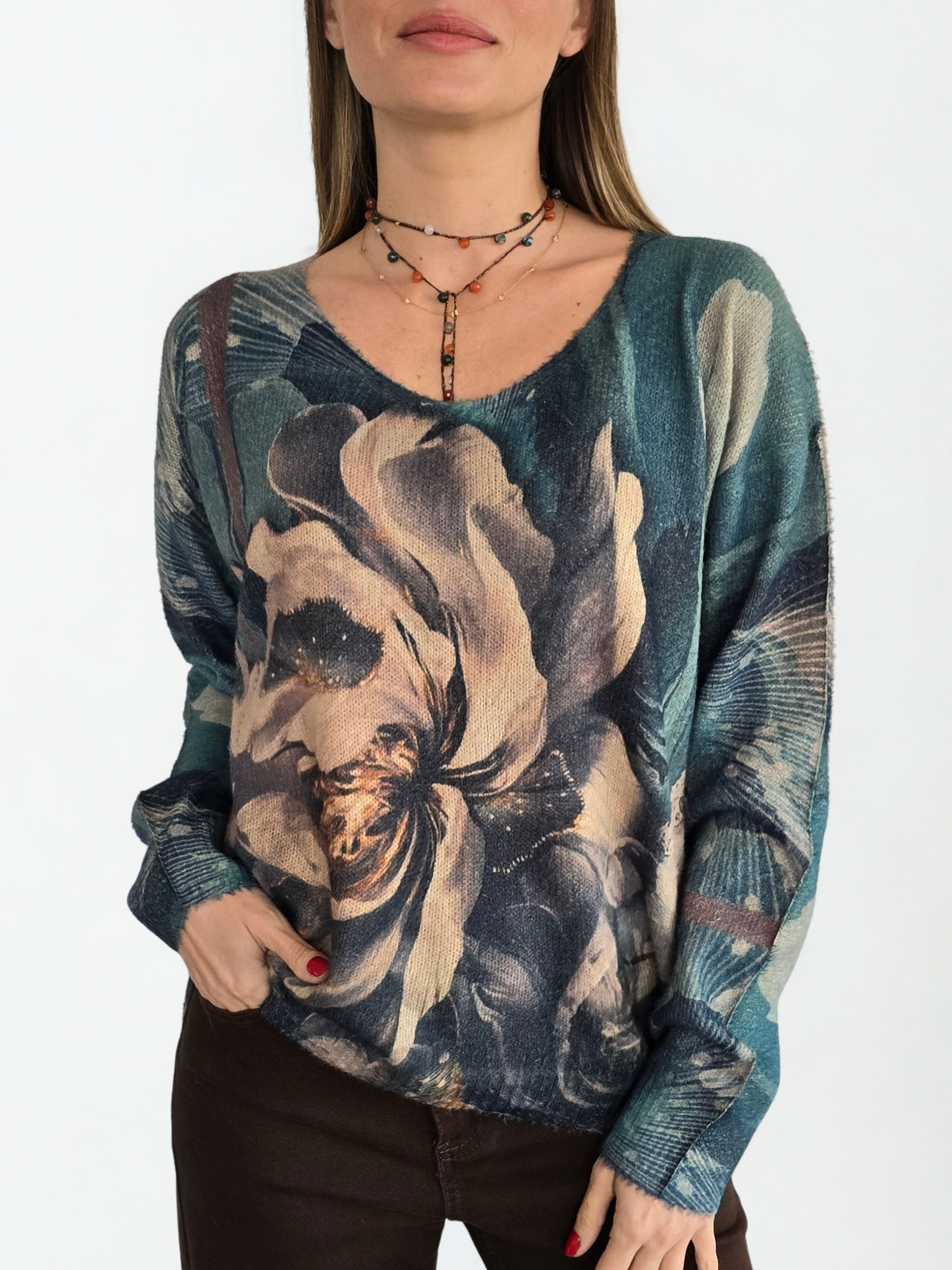 Sweater Estampado, colores Verde