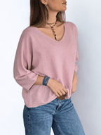 Sweater Italiano Manga 3/4, color Rosado